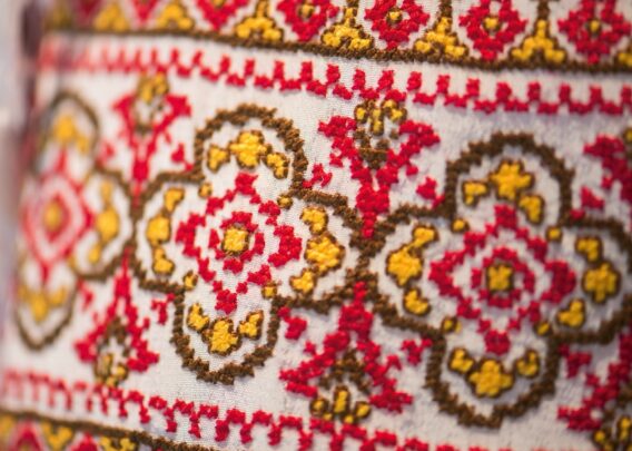 Sleeve embroidery of an Old Believer woman's costume from Varnja, secon half of the 19th century