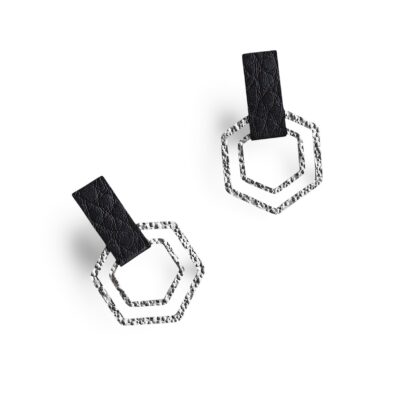 Kõrvarõngad - Hõbe/must nahk