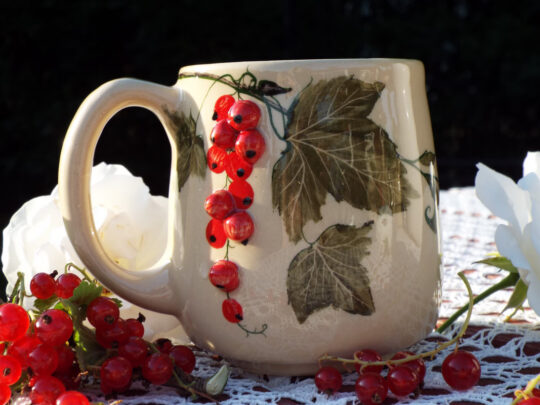 Punaste sõstardega ümar tass