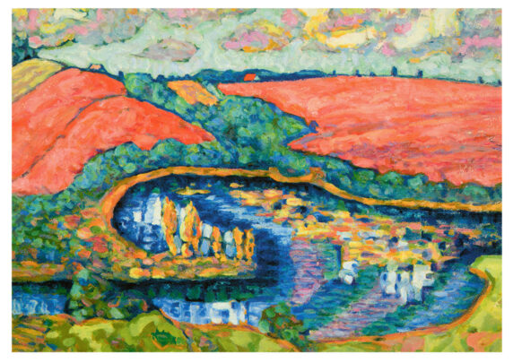 Postkaart "Maastik roosade põldudega"