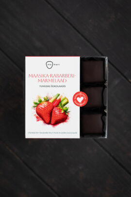 Maasika-rabarberimarmelaad tumedas šokolaadis