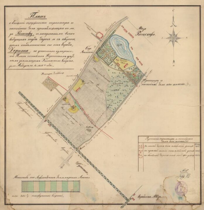 Raadi mõisa kaart 1838. aastast.
Kaart: Eesti ajalooarhiiv. F 2623 n1 s 2045