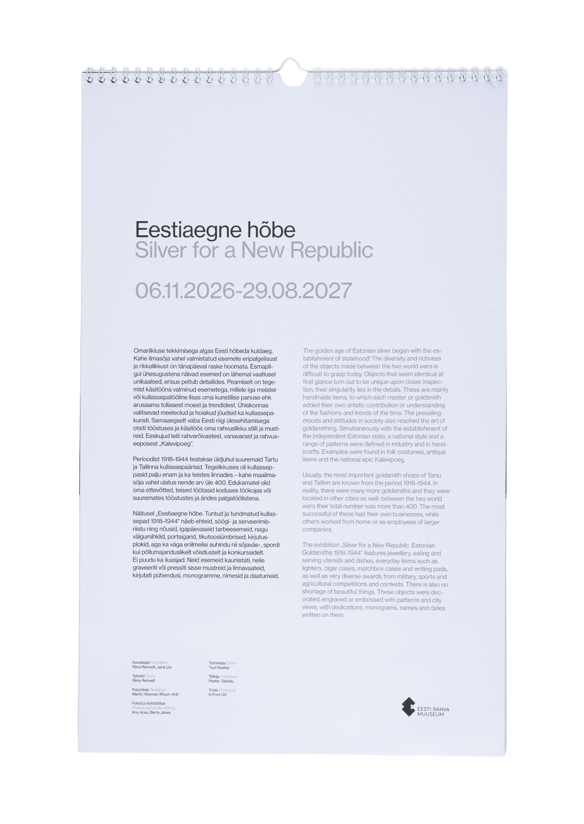 ERMi 2027. aasta kalender “Eestiaegne hõbe. Silver for a New Republic“ - Image 6