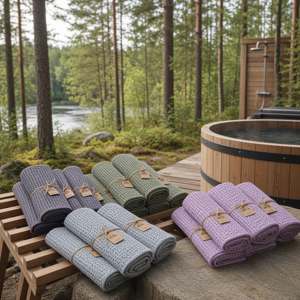Lavendlilillat värvi kivipestud rätik - Pilt 3